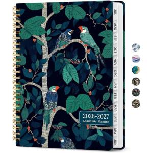 image:imagePlanner 20262027 Academic Monthly and Weekly Calendar Planner for Women July 2026  June 2027 Hardcover Pretty Agenda Planner Book with Tabs Spiral Daily Organizer for School Office Home Supplies 63 x 85  Blue FloralXMidnight Aviary