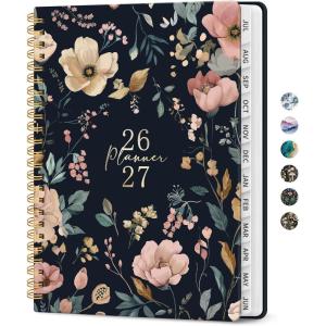 image:imagePlanner 20262027 Academic Monthly and Weekly Calendar Planner for Women July 2026  June 2027 Hardcover Pretty Agenda Planner Book with Tabs Spiral Daily Organizer for School Office Home Supplies 63 x 85  Blue FloralNEvening Petals