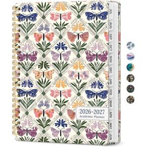 image:imagePlanner 20262027 Academic Monthly and Weekly Calendar Planner for Women July 2026  June 2027 Hardcover Pretty Agenda Planner Book with Tabs Spiral Daily Organizer for School Office Home Supplies 63 x 85  Blue FloralQButterfly Patchwork