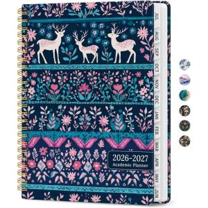 image:imagePlanner 20262027 Academic Monthly and Weekly Calendar Planner for Women July 2026  June 2027 Hardcover Pretty Agenda Planner Book with Tabs Spiral Daily Organizer for School Office Home Supplies 63 x 85  Blue FloralZNordic Forest