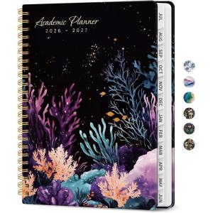 image:imagePlanner 20262027 Academic Monthly and Weekly Calendar Planner for Women July 2026  June 2027 Hardcover Pretty Agenda Planner Book with Tabs Spiral Daily Organizer for School Office Home Supplies 63 x 85  Blue FloralTCoral Dream