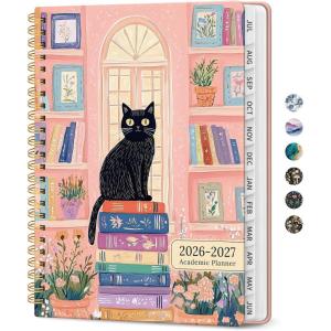 image:imagePlanner 20262027 Academic Monthly and Weekly Calendar Planner for Women July 2026  June 2027 Hardcover Pretty Agenda Planner Book with Tabs Spiral Daily Organizer for School Office Home Supplies 63 x 85  Blue FloralLBookish Kitty