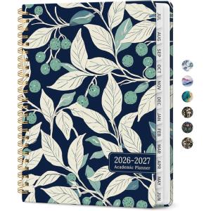 image:imagePlanner 20262027 Academic Monthly and Weekly Calendar Planner for Women July 2026  June 2027 Hardcover Pretty Agenda Planner Book with Tabs Spiral Daily Organizer for School Office Home Supplies 63 x 85  Blue FloralWBotanic Berry