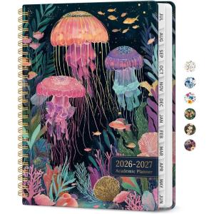 image:imagePlanner 20262027 Academic Year Monthly and Weekly Calendar Planner Jul 2026  Jun 2027 Hardcover Teacher Student Planning Agenda book with Tabs Perfect for School Office Supplies 63 x 85  Wild RoseKJellyfish