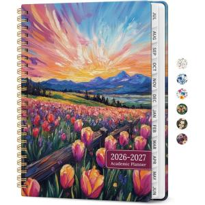 image:imagePlanner 20262027 Academic Year Monthly and Weekly Calendar Planner Jul 2026  Jun 2027 Hardcover Teacher Student Planning Agenda book with Tabs Perfect for School Office Supplies 63 x 85  Wild RoseMRadiant Pastures