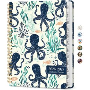 image:imagePlanner 20262027 Academic Year Monthly and Weekly Calendar Planner Jul 2026  Jun 2027 Hardcover Teacher Student Planning Agenda book with Tabs Perfect for School Office Supplies 63 x 85  Wild RoseZOctopus Drift