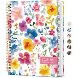 image:imagePlanner 20262027 Academic Year Monthly and Weekly Calendar Planner Jul 2026  Jun 2027 Hardcover Teacher Student Planning Agenda book with Tabs Perfect for School Office Supplies 63 x 85  Wild RoseBBloom Floral