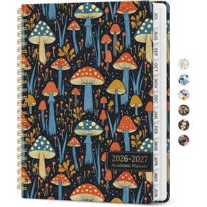 image:imagePlanner 20262027 Academic Year Monthly and Weekly Calendar Planner Jul 2026  Jun 2027 Hardcover Teacher Student Planning Agenda book with Tabs Perfect for School Office Supplies 63 x 85  Wild RoseREnchanted Mushrooms