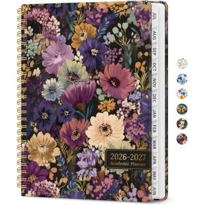 image:imagePlanner 20262027 Academic Year Monthly and Weekly Calendar Planner Jul 2026  Jun 2027 Hardcover Teacher Student Planning Agenda book with Tabs Perfect for School Office Supplies 63 x 85  Wild RoseEMidnight Bloom