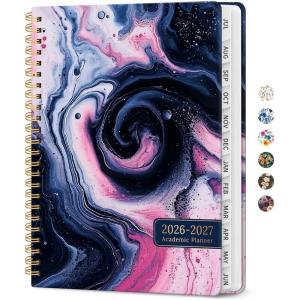image:imagePlanner 20262027 Academic Year Monthly and Weekly Calendar Planner Jul 2026  Jun 2027 Hardcover Teacher Student Planning Agenda book with Tabs Perfect for School Office Supplies 63 x 85  Wild RoseXPink Vortex