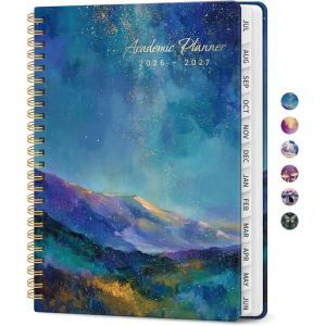 image:imagePlanner 20262027 Academic Year Monthly and Weekly Calendar Planner Jul 2026  Jun 2027 Hardcover Teacher Student Planning Agenda book with Tabs Perfect for School Office Supplies 63 x 85  Wild RoseBStarlit Peaks
