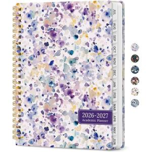 image:imagePlanner 20262027 Academic Year Monthly and Weekly Calendar Planner Jul 2026  Jun 2027 Hardcover Teacher Student Planning Agenda book with Tabs Perfect for School Office Supplies 63 x 85  Wild RoseBPurple Blocks