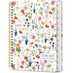 image:imagePlanner 20262027 Academic Year Monthly and Weekly Calendar Planner Jul 2026  Jun 2027 Hardcover Teacher Student Planning Agenda book with Tabs Perfect for School Office Supplies 63 x 85  Wild RoseAWildflowers