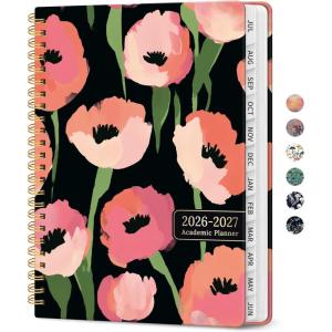 image:imagePlanner 20262027 Academic Year Weekly and Monthly Calender Planner from Jul 2026  Jun 2027 Spiral Bound School Planning Book Perfect for Teacher Student Women amp Men A5 63 x 85 HerbsYMidnight Poppies