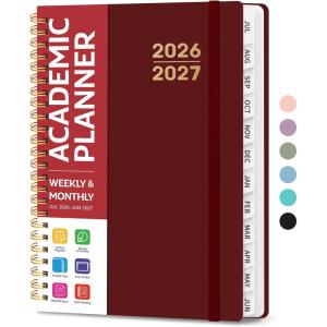 image:imagePlanner 20262027 for Women amp Men Set of 3 Academic Monthly and Weekly Calendar Planner Jul 2026  Jun 2027 A5 63 x 85 Teacher Student Planning Book with Tabs Ideal for Office School Supplies  Black Green PurpleIBurgundy