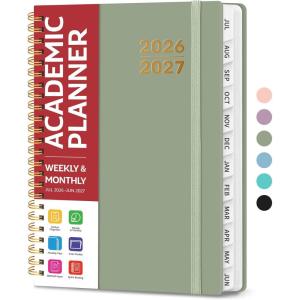 image:imagePlanner 20262027 for Women amp Men Set of 3 Academic Monthly and Weekly Calendar Planner Jul 2026  Jun 2027 A5 63 x 85 Teacher Student Planning Book with Tabs Ideal for Office School Supplies  Black Green PurpleEGreen