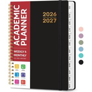 image:imagePlanner 20262027 for Women amp Men Set of 3 Academic Monthly and Weekly Calendar Planner Jul 2026  Jun 2027 A5 63 x 85 Teacher Student Planning Book with Tabs Ideal for Office School Supplies  Black Green PurpleCBlack