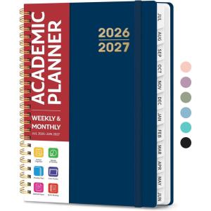 image:imagePlanner 20262027 for Women amp Men Set of 3 Academic Monthly and Weekly Calendar Planner Jul 2026  Jun 2027 A5 63 x 85 Teacher Student Planning Book with Tabs Ideal for Office School Supplies  Black Green PurpleFNavy Blue