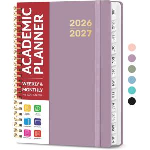 image:imagePlanner 20262027 for Women amp Men Set of 3 Academic Monthly and Weekly Calendar Planner Jul 2026  Jun 2027 A5 63 x 85 Teacher Student Planning Book with Tabs Ideal for Office School Supplies  Black Green PurpleDBoho Purple