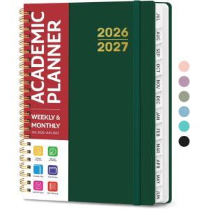 image:imagePlanner 20262027 for Women amp Men Set of 3 Academic Monthly and Weekly Calendar Planner Jul 2026  Jun 2027 A5 63 x 85 Teacher Student Planning Book with Tabs Ideal for Office School Supplies  Black Green PurpleLDark Green