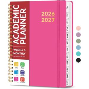 image:imagePlanner 20262027 for Women amp Men Set of 3 Academic Monthly and Weekly Calendar Planner Jul 2026  Jun 2027 A5 63 x 85 Teacher Student Planning Book with Tabs Ideal for Office School Supplies  Black Green PurpleKBerry Pink
