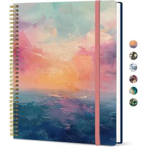 image:imageTaja Large Spiral Lined Journal for Women 85 x 11 Notebooks for Work Collge Ruled A4 Aesthetic Cute Journaling Notebooks for Writing Plastic Cover CelestialYSunset