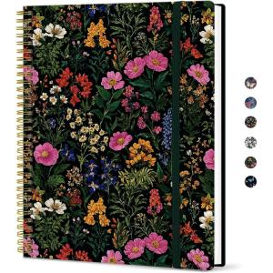 image:imageTaja Large Spiral Lined Journal for Women 85 x 11 Notebooks for Work Collge Ruled A4 Aesthetic Cute Journaling Notebooks for Writing Plastic Cover CelestialZAbundant Floral