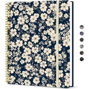image:imageTaja Large Spiral Lined Journal for Women 85 x 11 Notebooks for Work Collge Ruled A4 Aesthetic Cute Journaling Notebooks for Writing Plastic Cover CelestialSDaisy Garden