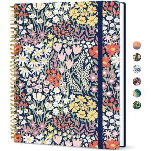 image:imageTaja Large Spiral Lined Journal for Women 85 x 11 Notebooks for Work Collge Ruled A4 Aesthetic Cute Journaling Notebooks for Writing Plastic Cover CelestialXSpring Meadow