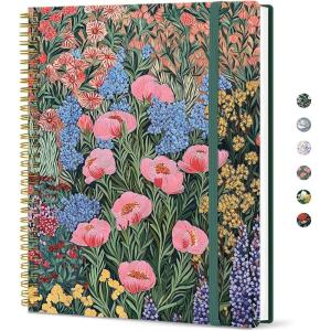 image:imageTaja Large Spiral Lined Journal for Women 85 x 11 Notebooks for Work Collge Ruled A4 Aesthetic Cute Journaling Notebooks for Writing Plastic Cover CelestialTBlooming Symphony