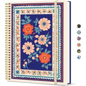 image:imageTaja Large Spiral Lined Journal for Women 85 x 11 Notebooks for Work Collge Ruled A4 Aesthetic Cute Journaling Notebooks for Writing Plastic Cover CelestialHFolk Bloom