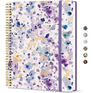 image:imageTaja Large Spiral Lined Journal for Women 85 x 11 Notebooks for Work Collge Ruled A4 Aesthetic Cute Journaling Notebooks for Writing Plastic Cover CelestialGPurple Blocks