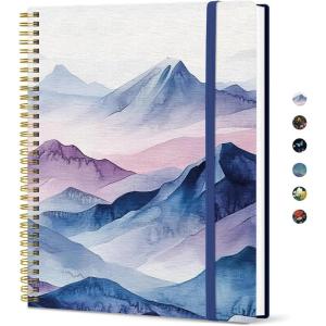 image:imageTaja Large Spiral Lined Journal for Women 85 x 11 Notebooks for Work Collge Ruled A4 Aesthetic Cute Journaling Notebooks for Writing Plastic Cover CelestialEDistant Peaks