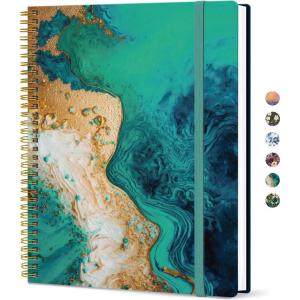image:imageTaja Large Spiral Lined Journal for Women 85 x 11 Notebooks for Work Collge Ruled A4 Aesthetic Cute Journaling Notebooks for Writing Plastic Cover CelestialOEmerald Shores