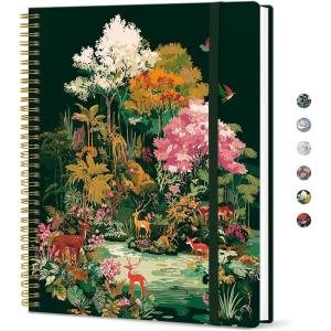 image:imageTaja Large Spiral Lined Journal for Women 85 x 11 Notebooks for Work Collge Ruled A4 Aesthetic Cute Journaling Notebooks for Writing Plastic Cover CelestialIEnchanted Forest