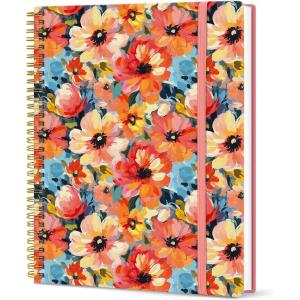 image:imageTaja Large Spiral Lined Journal for Women 85 x 11 Notebooks for Work Collge Ruled A4 Aesthetic Cute Journaling Notebooks for Writing Plastic Cover CelestialFPastel Garden