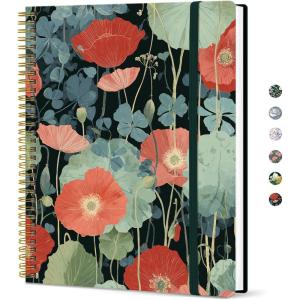 image:imageTaja Large Spiral Lined Journal for Women 85 x 11 Notebooks for Work Collge Ruled A4 Aesthetic Cute Journaling Notebooks for Writing Plastic Cover CelestialZPoppy Garden