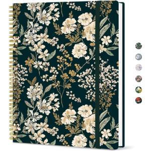 image:imageTaja Large Spiral Lined Journal for Women 85 x 11 Notebooks for Work Collge Ruled A4 Aesthetic Cute Journaling Notebooks for Writing Plastic Cover CelestialZEvergreen Elegance