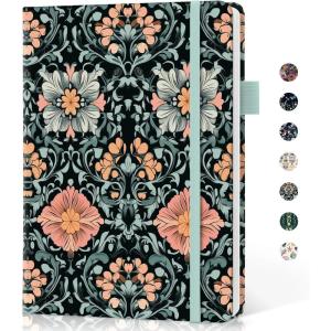 image:imageTaja Lined Journal Notebook for Women amp Men Hardcover Leather Journal for writing A5 College Ruled Notebook for Work amp Note Taking Perfect for Office School Home Supplies 160 Pages GardenBBaroque Bloom