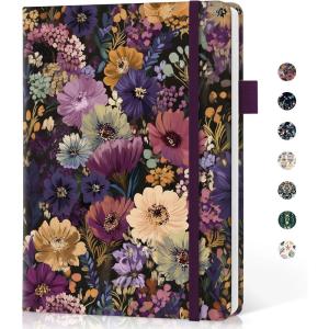 image:imageTaja Lined Journal Notebook for Women amp Men Hardcover Leather Journal for writing A5 College Ruled Notebook for Work amp Note Taking Perfect for Office School Home Supplies 160 Pages GardenQMidnight Bloom