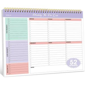 image:imageTaja Weekly To Do List Notepad with 52 Undated Sheets8511 Weekly Desk Planner for Women amp Man Work and Home 1 Pack Violet DreamaViolet Dream