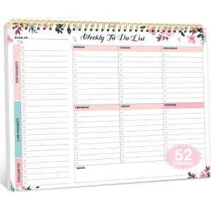 image:imageTaja Weekly To Do List Notepad with 52 Undated Sheets8511 Weekly Desk Planner for Women amp Man Work and Home 1 Pack Violet DreambWhispering PetalL