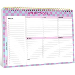 image:imageTaja Weekly To Do List Notepad with 52 Undated Sheets8511 Weekly Desk Planner for Women amp Man Work and Home 1 Pack Violet DreamhLavender Checkered