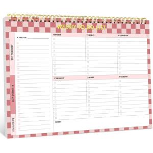 image:imageTaja Weekly To Do List Notepad with 52 Undated Sheets8511 Weekly Desk Planner for Women amp Man Work and Home 1 Pack Violet DreamiRose Checkered