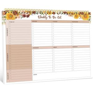 image:imageTaja Weekly To Do List Notepad with 52 Undated Sheets8511 Weekly Desk Planner for Women amp Man Work and Home 1 Pack Violet DreampGolden Sunflower