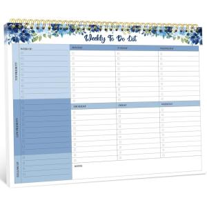 image:imageTaja Weekly To Do List Notepad with 52 Undated Sheets8511 Weekly Desk Planner for Women amp Man Work and Home 1 Pack Violet DreamvAzure Bloom
