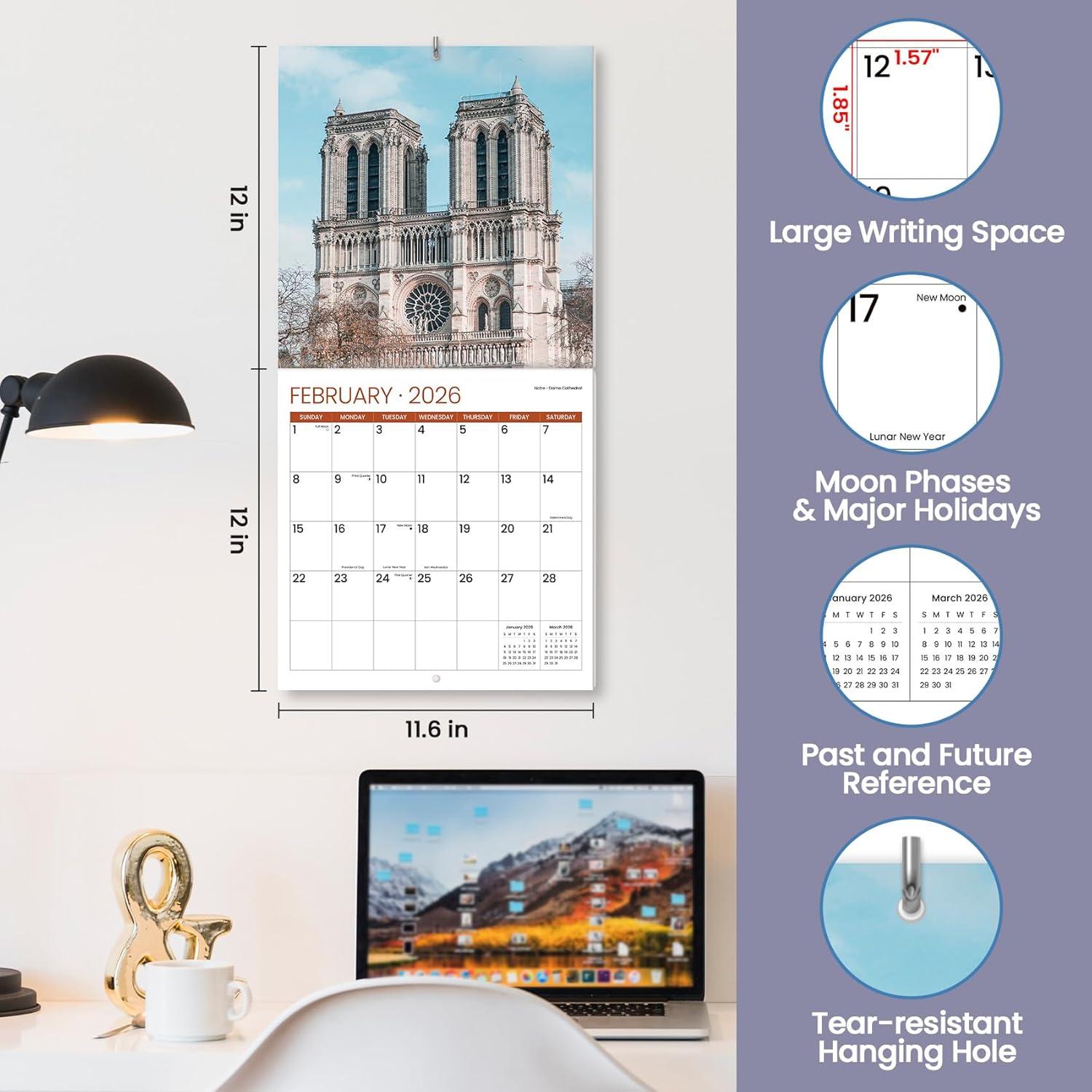 image:image2026 Calendar Beach Monthly Wall Calendar 2026 Runs from Nov 2025 Dec 2026 Hanging Wall Calendar 116 x 24Opened Full Page Layout for Organizing Perfect PresentNFrance