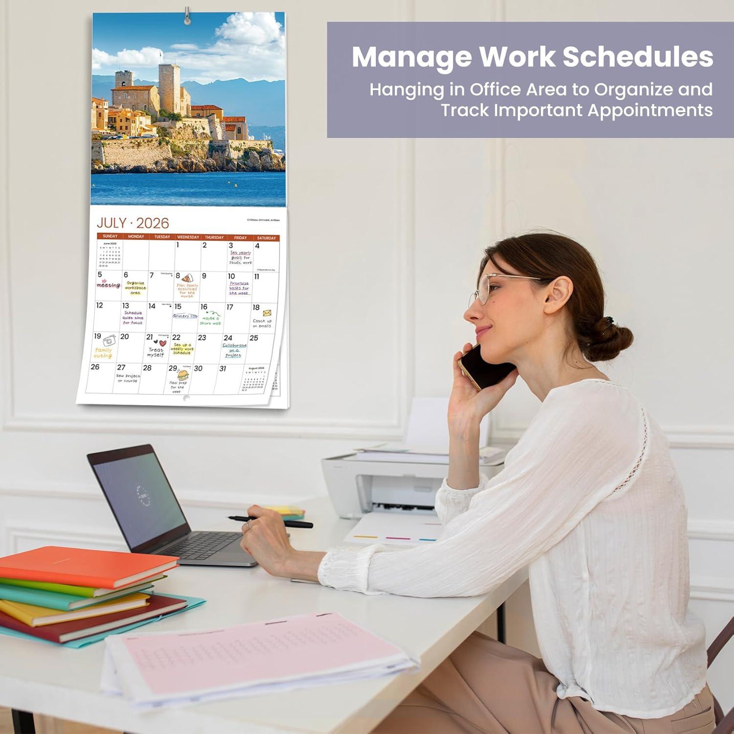 image:image2026 Calendar Beach Monthly Wall Calendar 2026 Runs from Nov 2025 Dec 2026 Hanging Wall Calendar 116 x 24Opened Full Page Layout for Organizing Perfect PresentNFrance