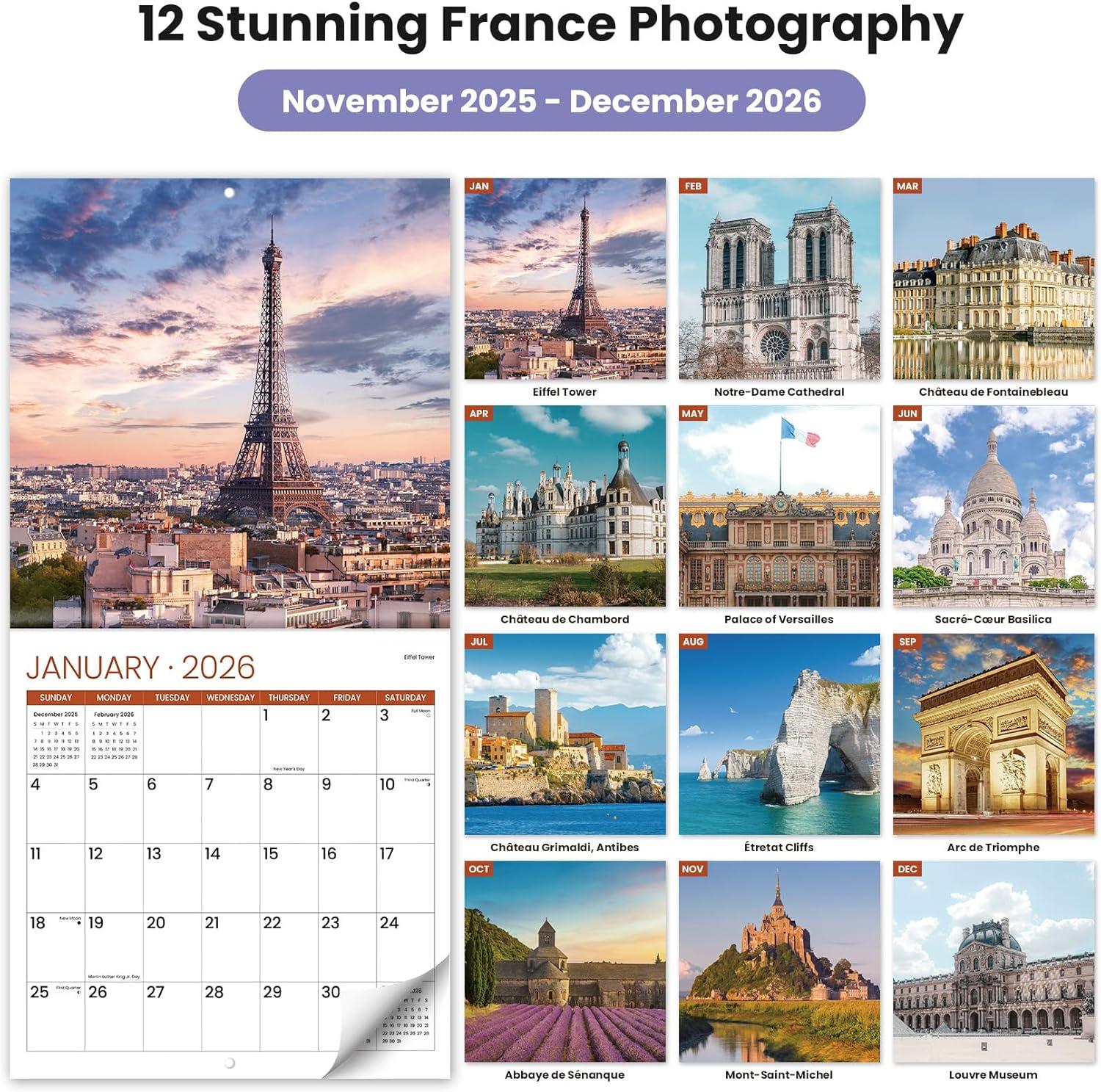 image:image2026 Calendar Beach Monthly Wall Calendar 2026 Runs from Nov 2025 Dec 2026 Hanging Wall Calendar 116 x 24Opened Full Page Layout for Organizing Perfect PresentNFrance