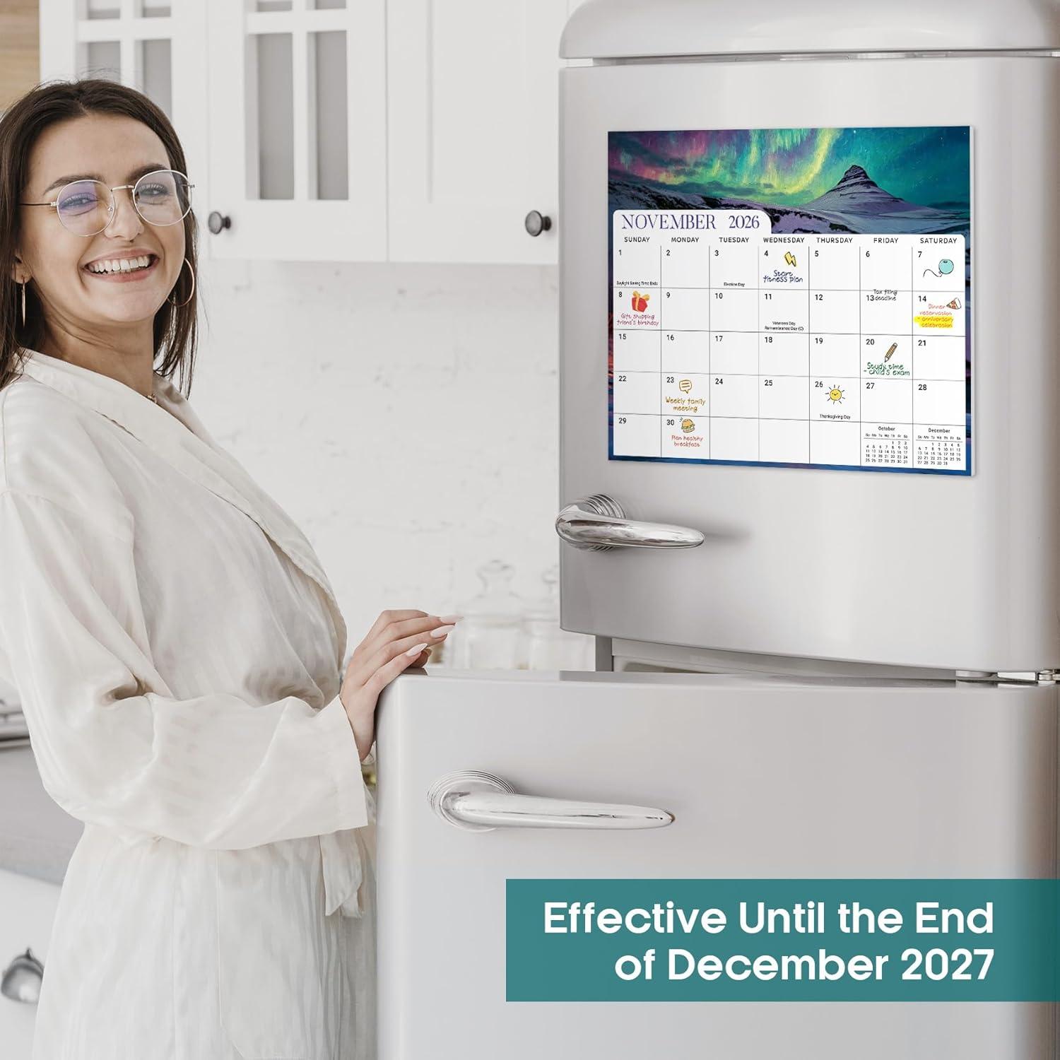 image:imageAesthetic 20262027 Magnetic Calendar for Refrigerator 21Month Fridge Calendar Magnet from April 2026 to December 2027 Greenery Design for Easy OrganizingdGlobal Attractions